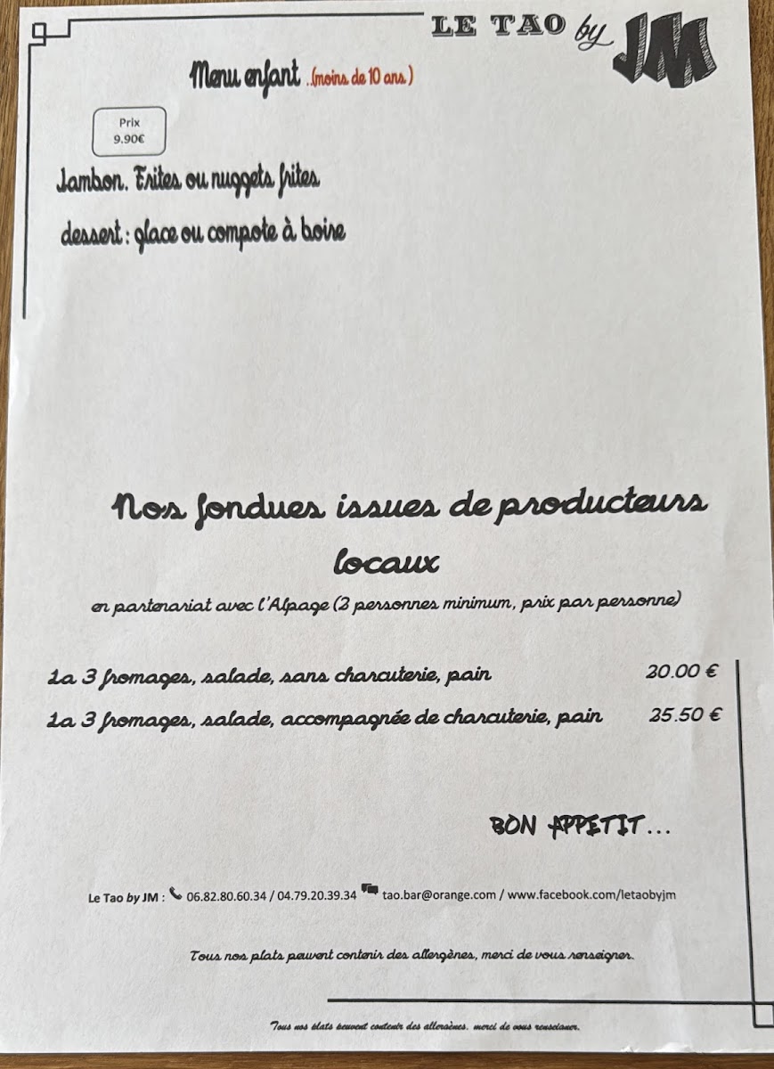 Menu Le Tao Bar Restaurant-3